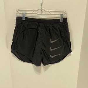 Nike Running Womens Shorts, Small, Black, Swoosh, Athletic, Drawstring & Liner